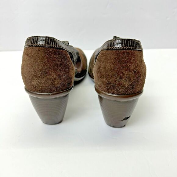 Dansko Women's 40 9.5-10 Pumps Brown Ankle Strap Cuban Heels Suede *READ* - Picture 4 of 12